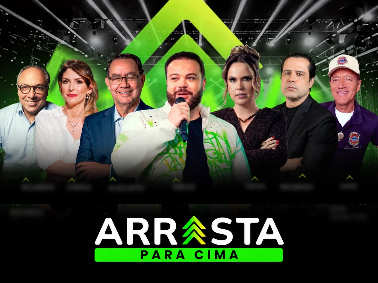 Palco do Arrasta Para Cima 2026 com os principais palestrantes em destaque