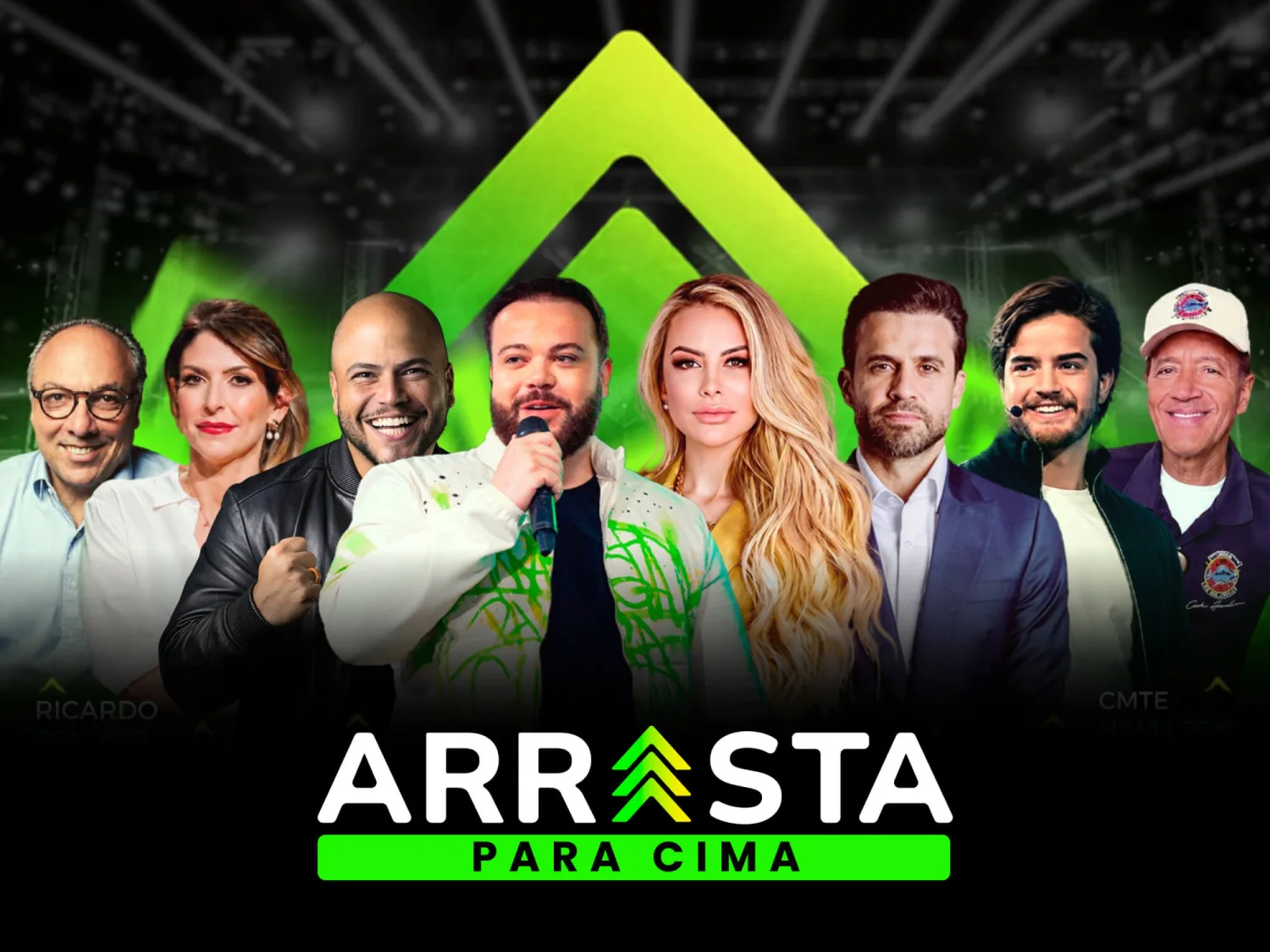 Palco do Arrasta Para Cima 2026 com os principais palestrantes em destaque
